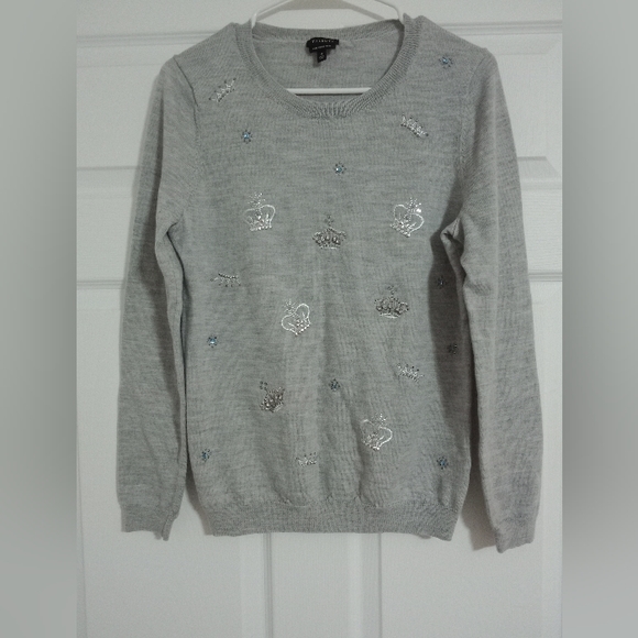 #405Talbot's Pure Merino Wool women's sweater with jewels. Size: Medium - Picture 1 of 7